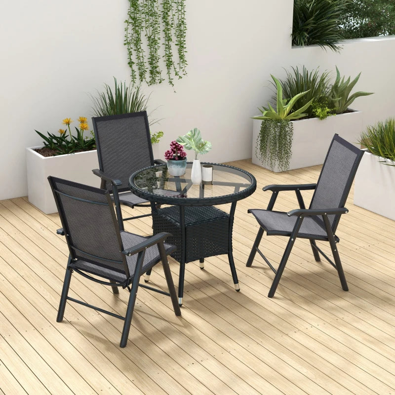 6-Piece Dark Grey Folding Outdoor Dining Chairs Set
