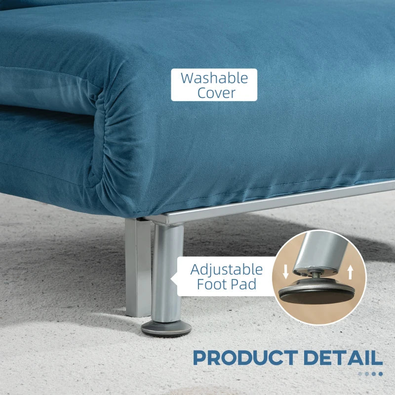 Velvet-Feel Sleeper Chair in Blue - Stylish and Comfortable Multi-Functional Seating Solution