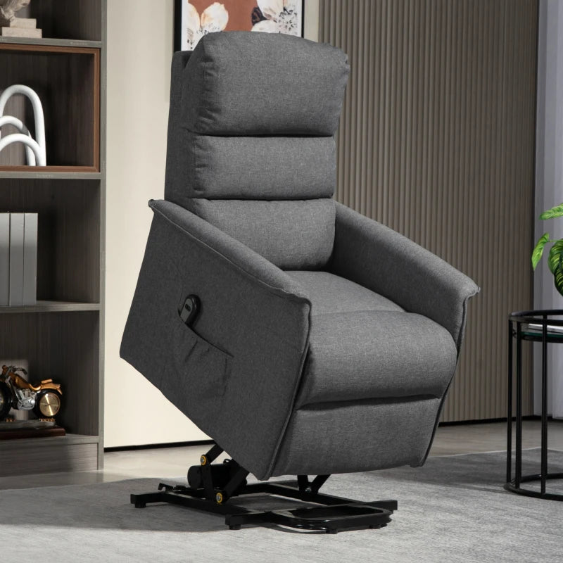 Electric Riser Recliner Armchair with Footrest in Dark Grey for Ultimate Comfort and Support