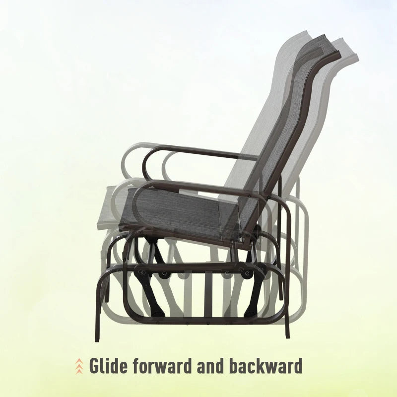 Brown 3-Piece Metal Frame Gliding Chair Set with Glass Top Coffee Table