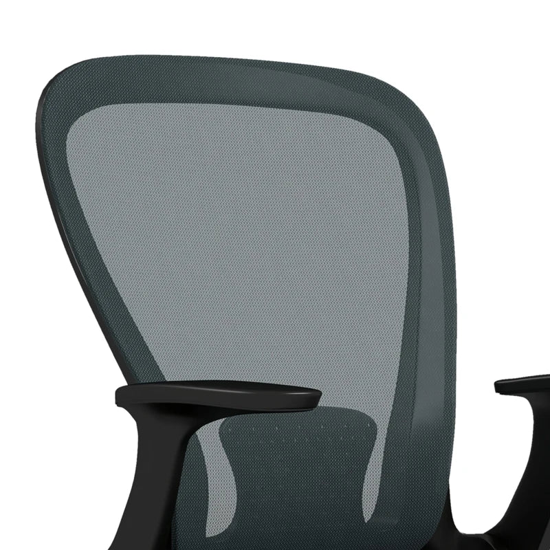 Vinsetto Ergonomic Mesh Office Chair with Flip-Up Armrests, Lumbar Support & Swivel Wheels - Stylish Grey Desk Chair