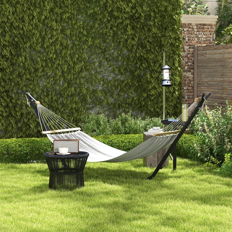 Steel Frame Hammock Stand with Side Tray, Black