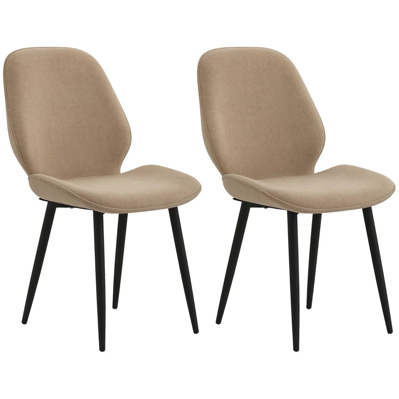 Light Brown Velvet Dining Chairs Set of 2 with Metal Legs - Stylish Dining Room & Living Room Seating