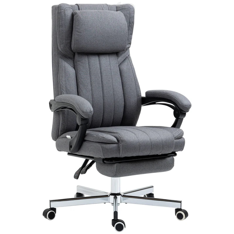 High Back Executive Office Chair with Adjustable Headrest Footrest and Reclining Back in Dark Grey
