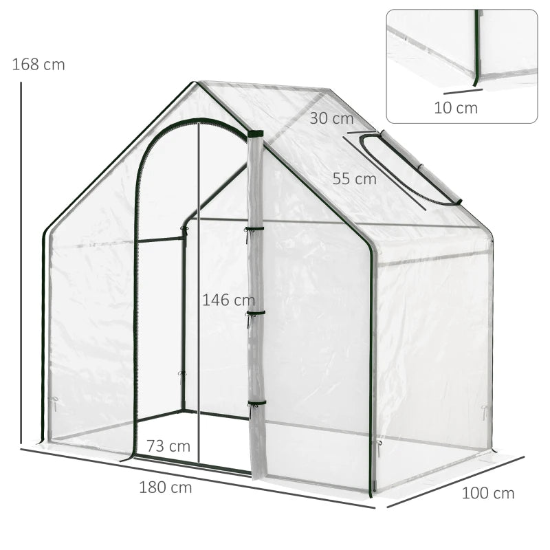 Greenhouse Garden Planter with Zipped Door & Window - White