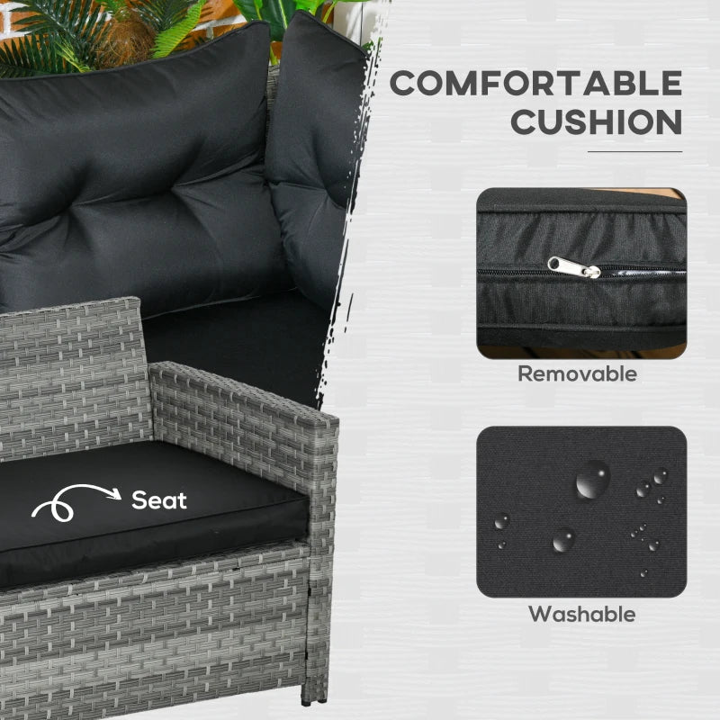 5-Piece Mixed Grey Rattan Corner Sofa With Footstools