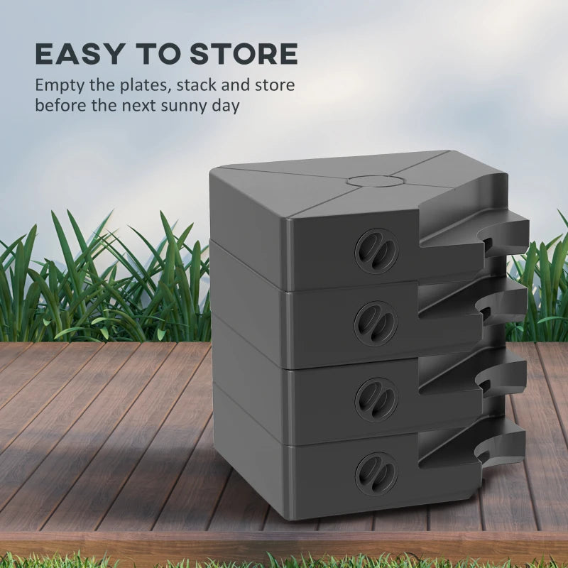 Heavy Duty Cantilever Parasol Base Weights - Set of 4, 64kg Sand or 55kg Water Filled, Black