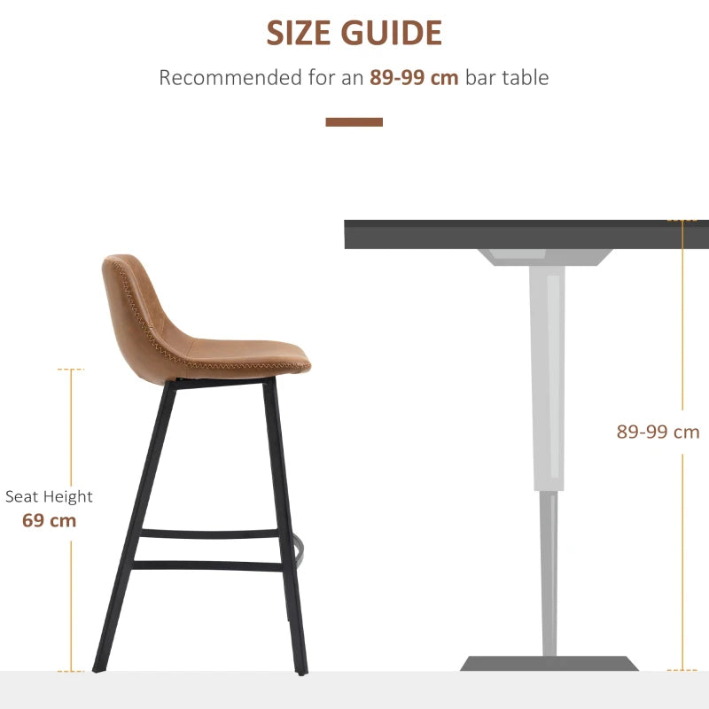 HOMCM Set of 2 Kitchen Stools - 97cm Height, Sturdy Brown Design for Dining & Bar Use