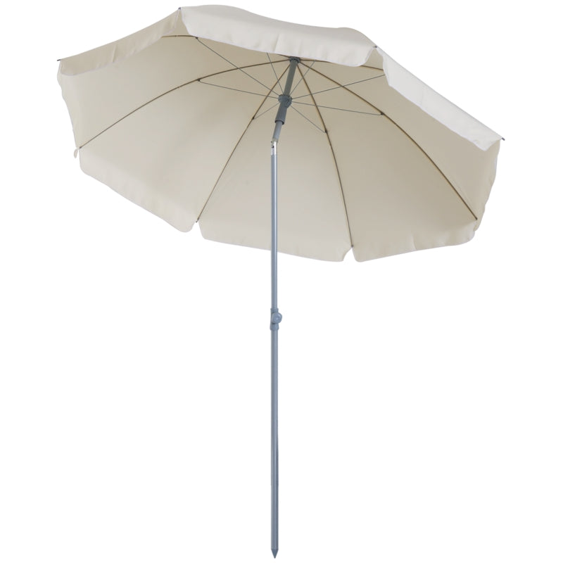 Portable Beach Umbrella with Tilting Function, Cream White