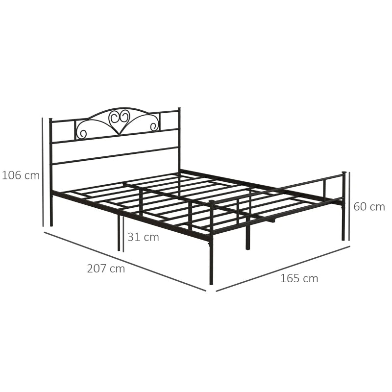 King Size Metal Bed Frame with Headboard & Footboard - 5ft4 Bed Base with 31cm Under-Bed Storage for Bedroom