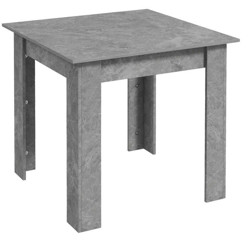 Modern Square Dining Table - Small Faux Cement Effect, Space Saving Design, Non-Slip Foot Pads, Cement Grey Finish