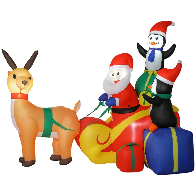 6ft Inflatable Santa Sleigh Decoration with Accessories - Perfect Holiday Outdoor Christmas Yard Decor