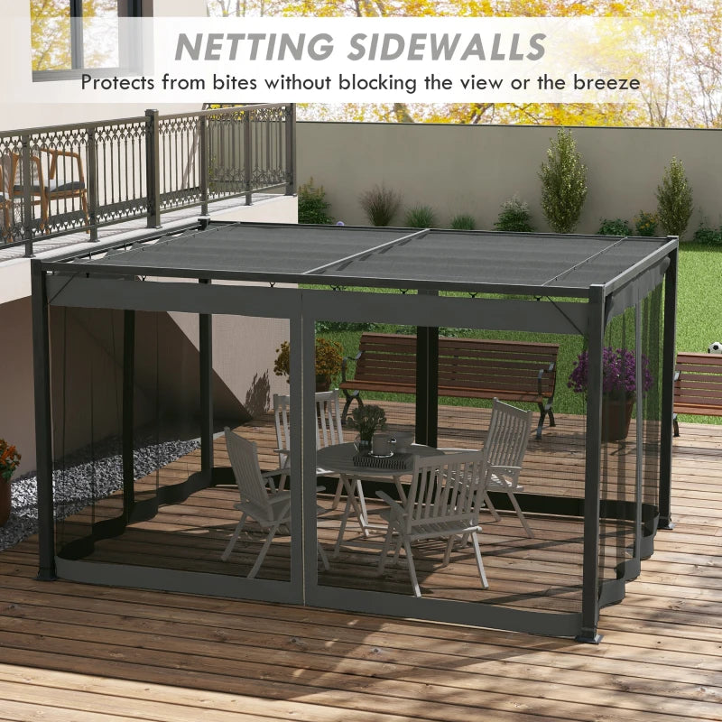 Dark Grey 3m x4m Aluminium Pergola with Retractable Roof