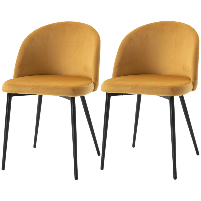Contemporary Yellow Dining Chairs Set of 2 - Soft Fabric Seat & Back for Office, Kitchen, Living Room