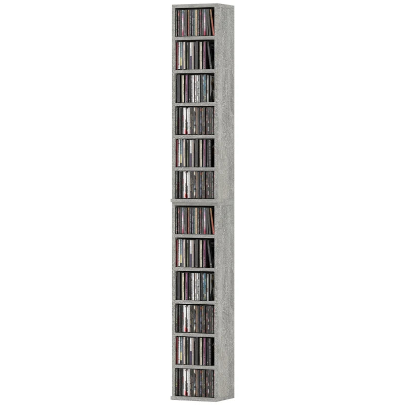 Set of 2 Cement Grey CD Storage Units - Stylish and Durable Media Organizers for Home or Office