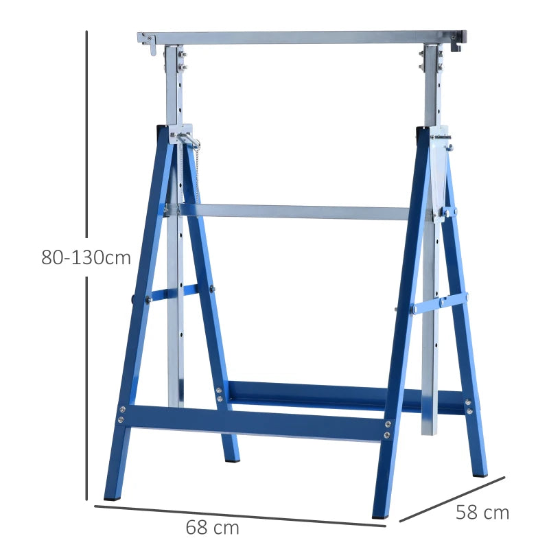 Blue Adjustable Telescopic Builders Trestle for DIY Projects