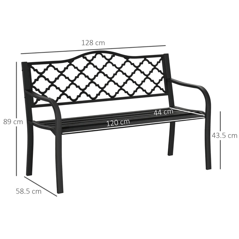 Antique Black 2-Seater Steel Garden Loveseat