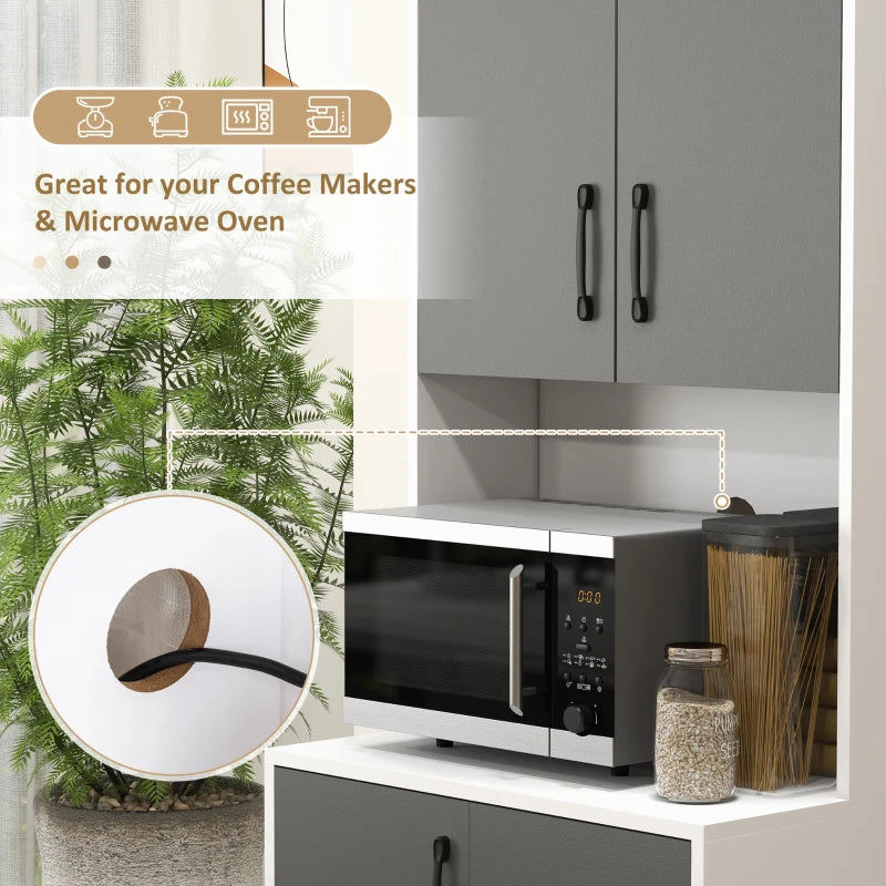 Modern Grey Kitchen Cupboard with Storage Cabinets, 3 Drawers & Open Countertop - Stylish Living Room Furniture