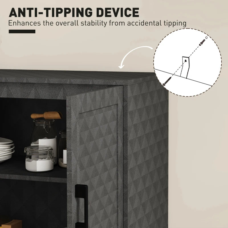 Modern Freestanding Sideboard Storage Cabinet with Adjustable Shelf and Double Doors for Living Room Grey