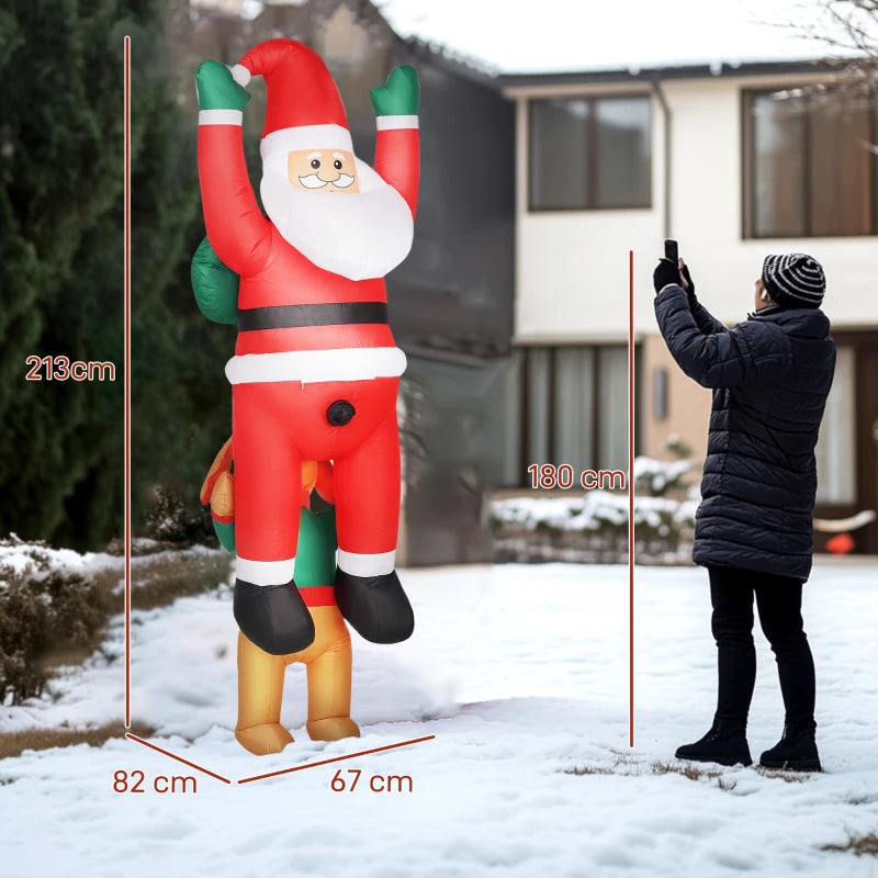 7FT Inflatable Santa with Dog - LED Christmas Decoration for Indoor & Outdoor Holiday Home Decor