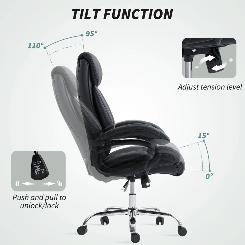 Ergonomic Executive Office Chair with Spring Padding in Black