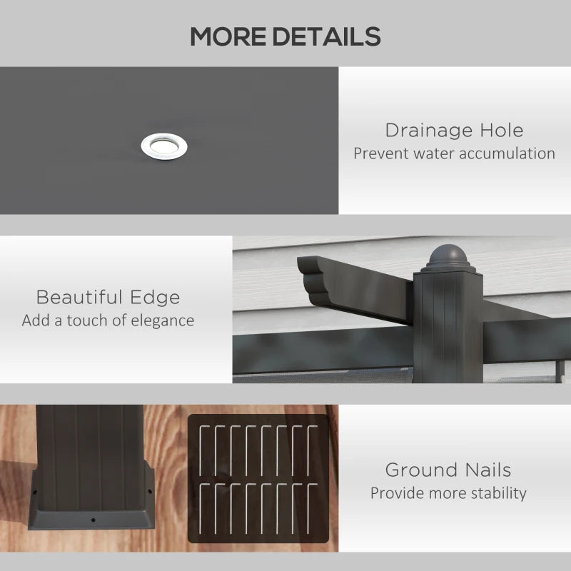 Grey 4m x 3m Aluminium Pergola with Retractable Roof