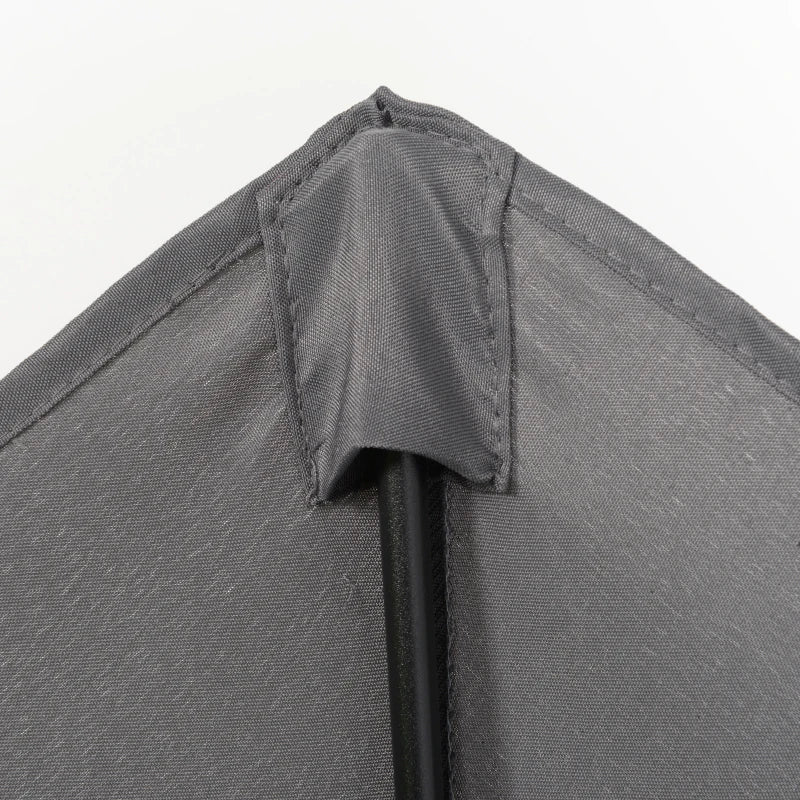 2m Dark Grey Garden Parasol Umbrella with 6 Sturdy Ribs
