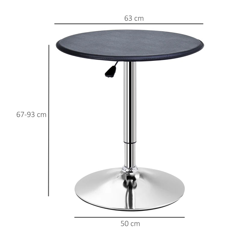 Adjustable Height Round Bar Table - 360° Swivel Counter Pub Table for Kitchen & Cafe - Black Finish