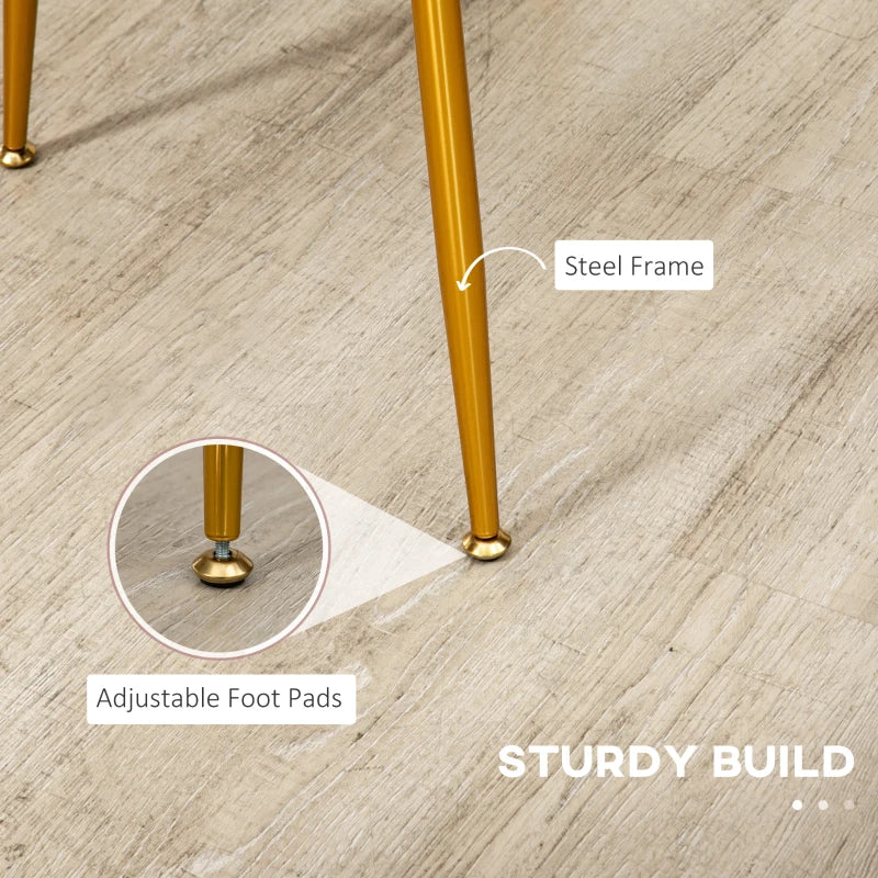 Velvet Dining Chairs Set of 2 - Stylish Pink Upholstered Dining Room Chairs with Backrest, Padded Seat & Steel Legs