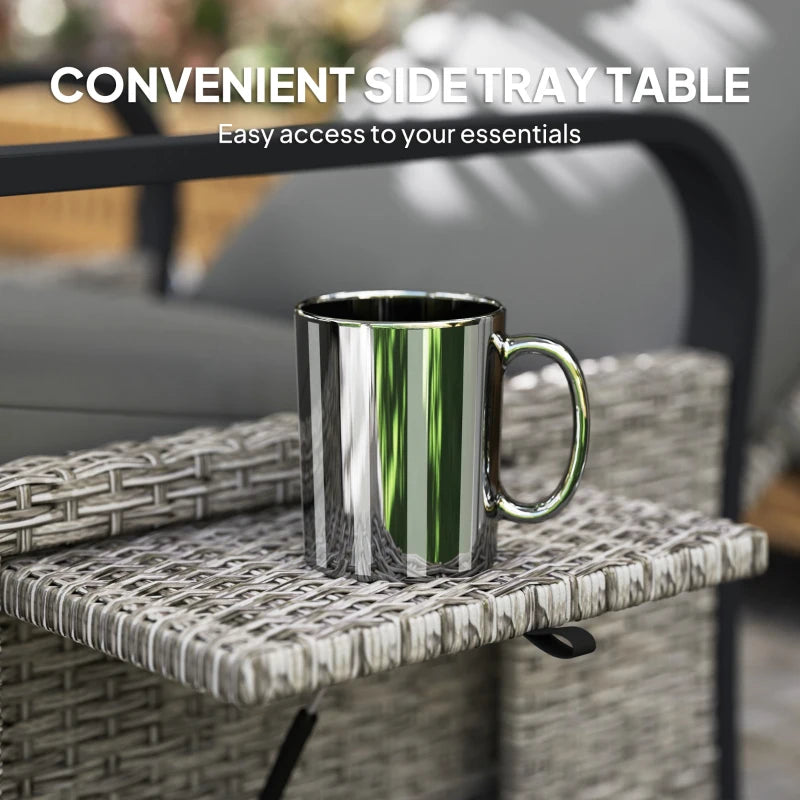 140° Reclining Rattan Armchair in Mixed Grey - Outdoor Patio Furniture for Comfort