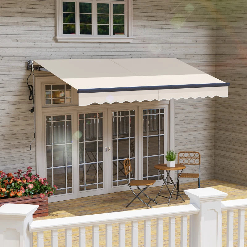 3.5m x 3m Beige Electric or Manual Awning with Remote Control - Retractable Patio Sun Shade