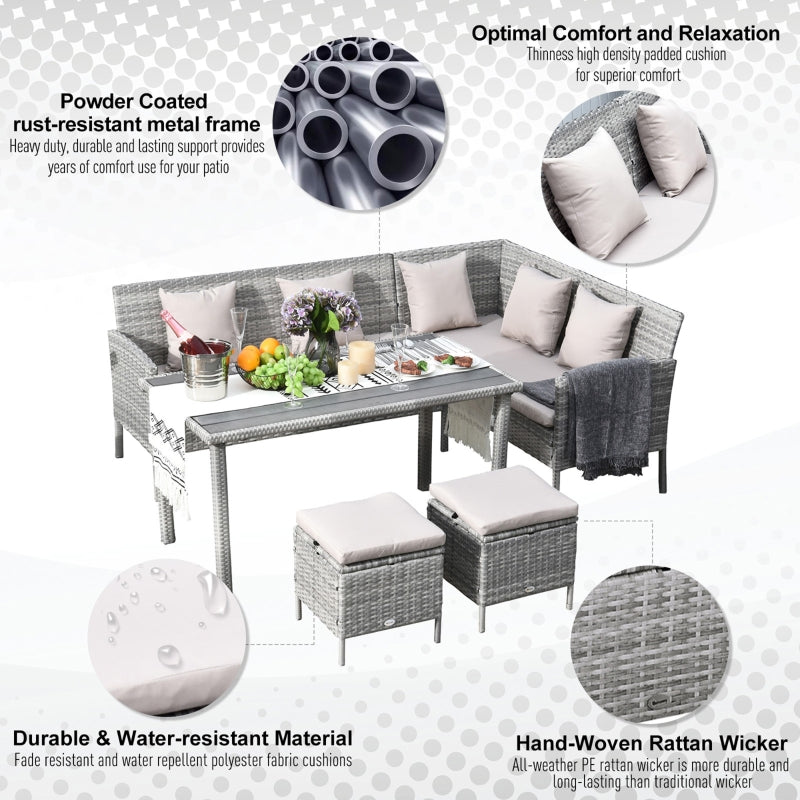 Mixed Grey Rattan Corner Dining Set