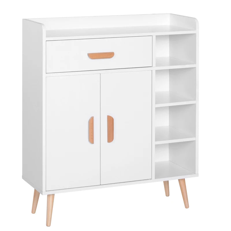 Modern White Sideboard with Storage Drawer - Versatile Side Cabinet for Hallway, Kitchen, Bedroom & Living Room