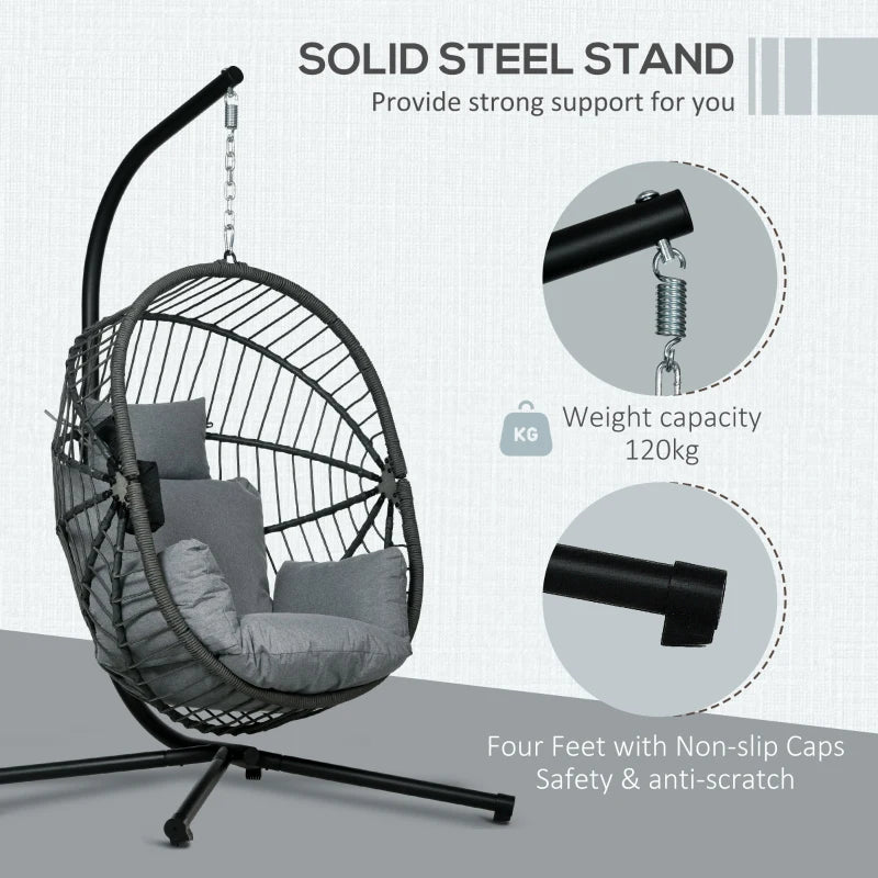 Grey Fully Padded Hanging Egg Chair