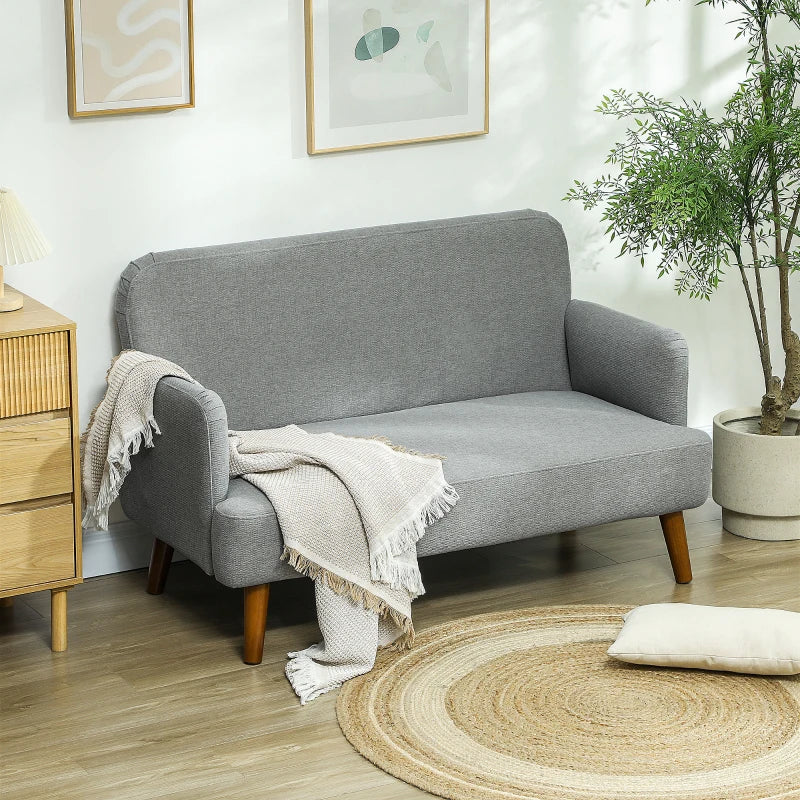 Stylish Grey Velvet 2 Seater Sofa Loveseat with Thick Padding and Wooden Legs for Small Spaces