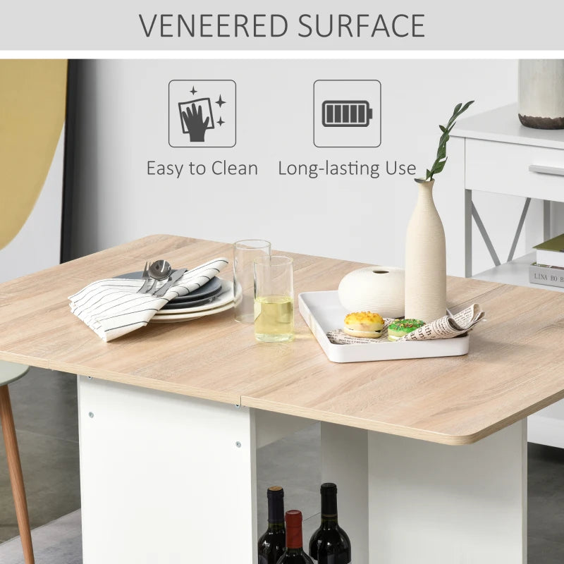 Foldable Dining Table with Drop-Leaf Design & Storage Shelf - Versatile Folding Desk for Kitchen & Dining Room