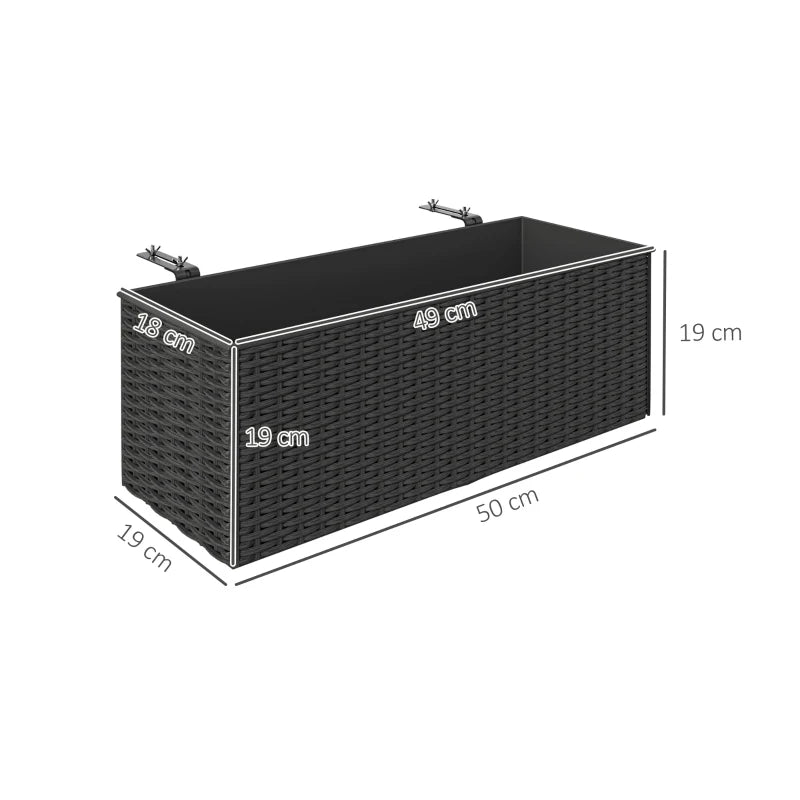 Set of Two Black Rattan-Effect Planters - Stylish Outdoor Garden Pots - 12" x 12"