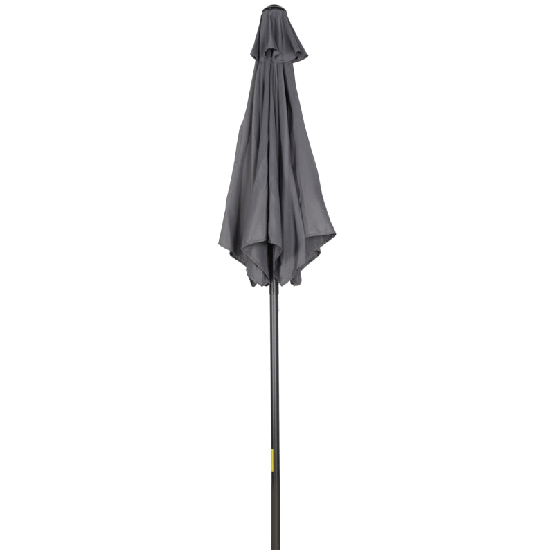 2m Dark Grey Garden Parasol Umbrella with 6 Sturdy Ribs
