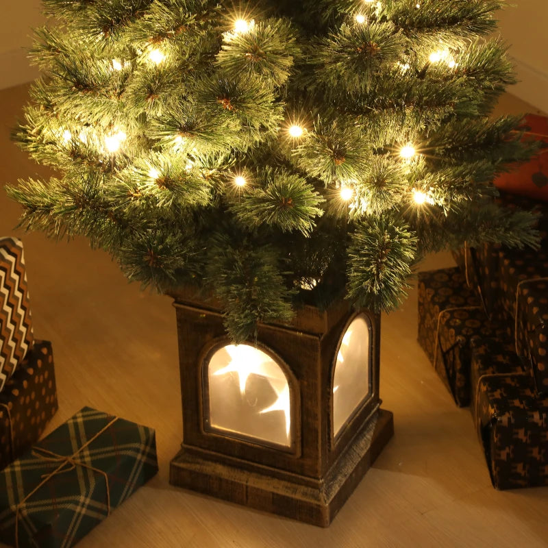 4ft Realistic Artificial Christmas Tree with 80 Warm White LED Lights & Remote - 8 Modes, Perfect for Holiday Decor