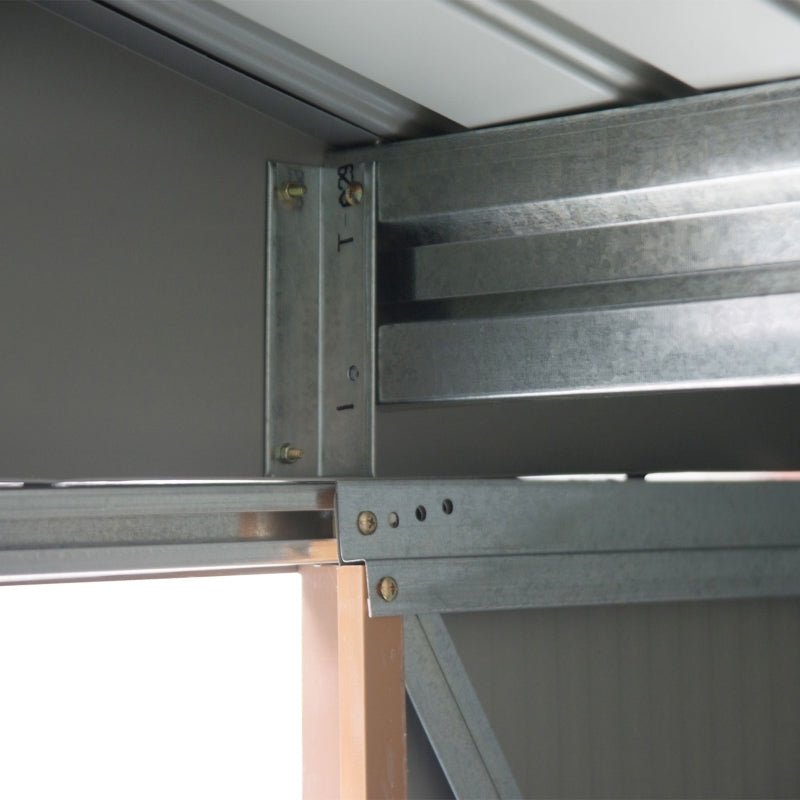 Light Brown 7ft x 4ft Lockable Metal Shed With Foundation and vents