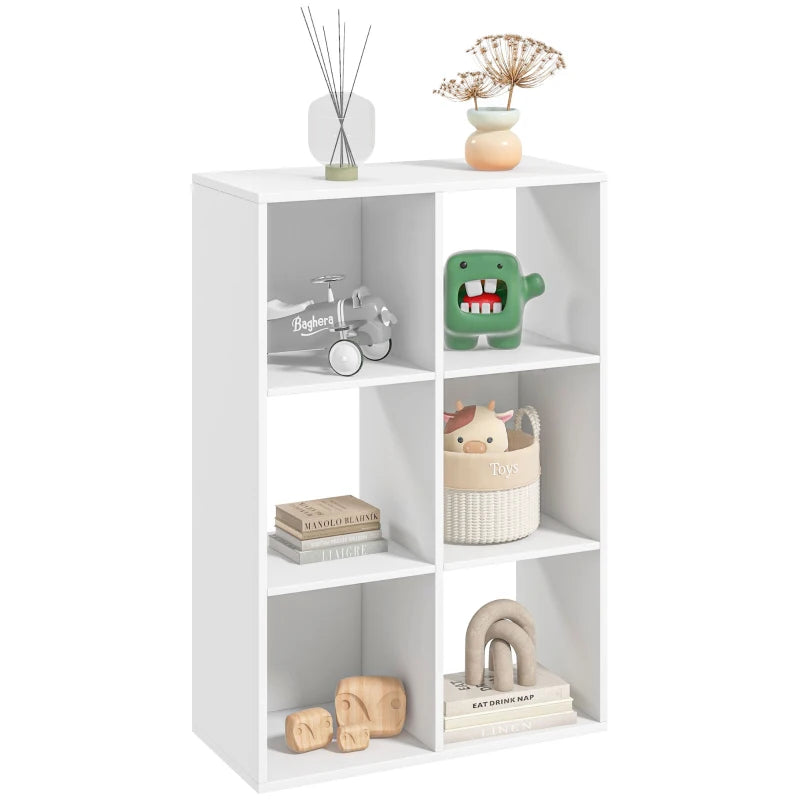 Modern 6-Cube Bookshelf in White - Stylish Storage Solution for Home, Office, or Kids' Room - Versatile Organizer