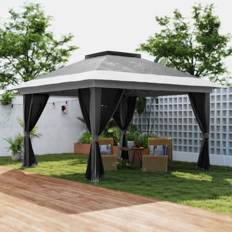 Durable 3.6 x 3.6m Grey Pop-Up Gazebo with Accessories