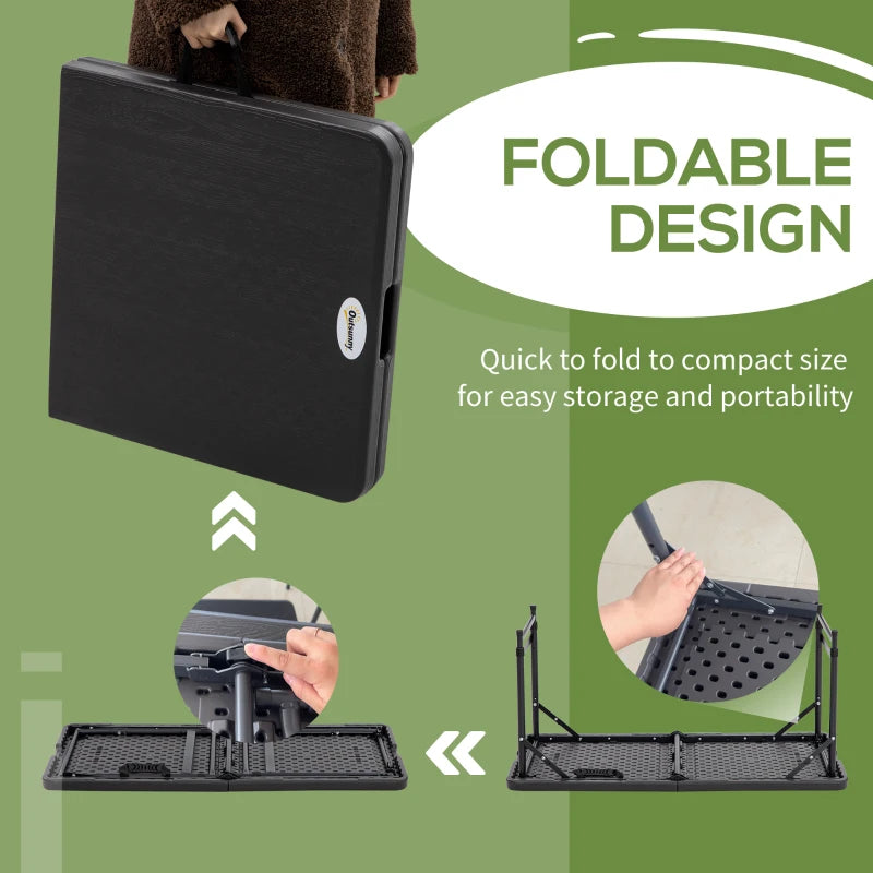 Foldable Outdoor Dining Table for 4, Adjustable Height, Dark Grey
