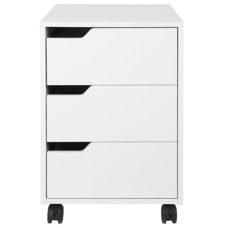 3 Drawer Mobile File Cabinet on Wheels - Vertical Filing Cabinet for Home Office - Stylish White Storage Solution