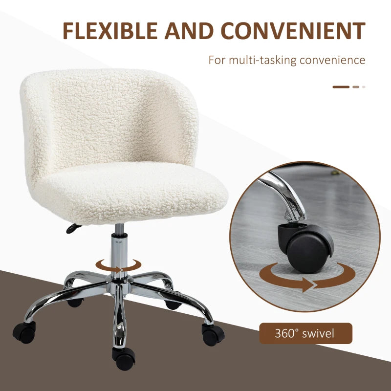 Ergonomic White Office Chair with Adjustable Height, Rolling Wheels, and Modern Design for Home and Office Use