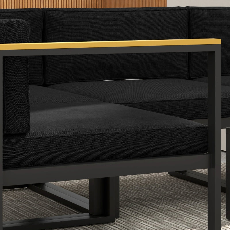 14-Piece Black Outdoor Rattan Furniture Cushion Set - 7 Seat Cushions & 7 Back Cushions for Patio Conversation Set