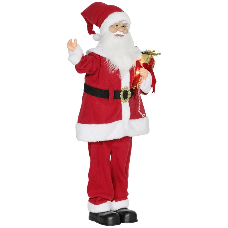 Life Size Voice-Activated Santa Claus Christmas Decoration with Twinkling LED Lights - Festive Red Holiday Decor