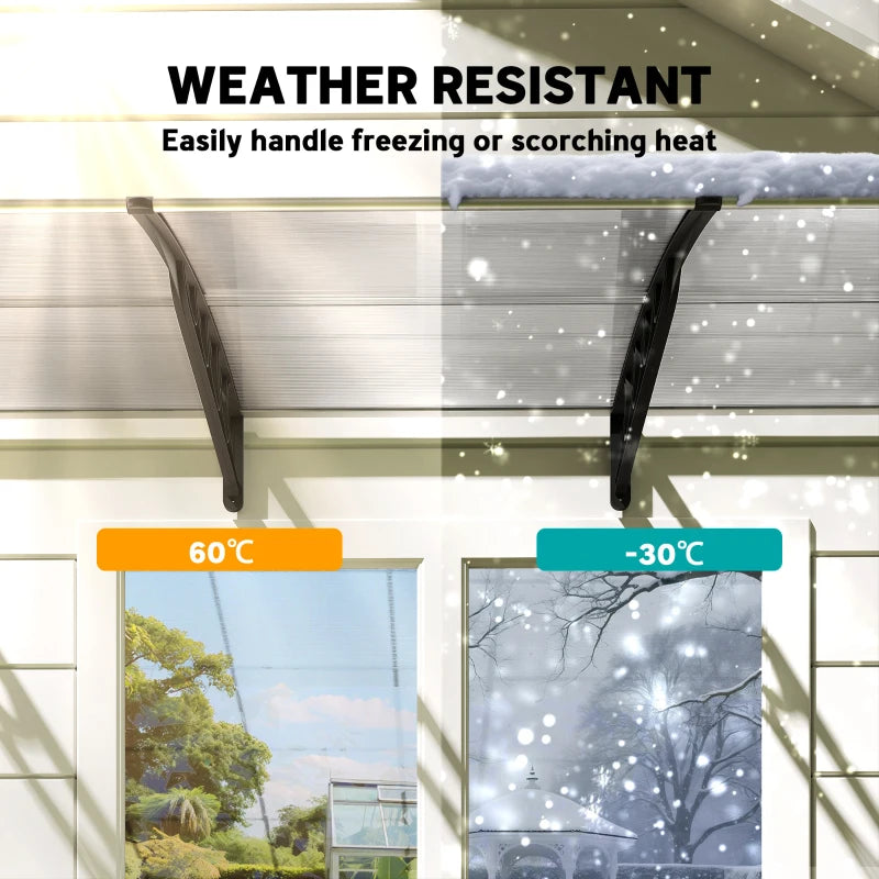 303 x 96cm Front Door Canopy - Clear - Rain Shelter for Window, Porch and Front/Back Doors