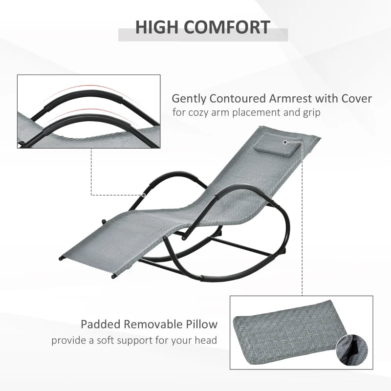 Grey Rocking Lounge Chair with Removable Pillow and Recliner Seat