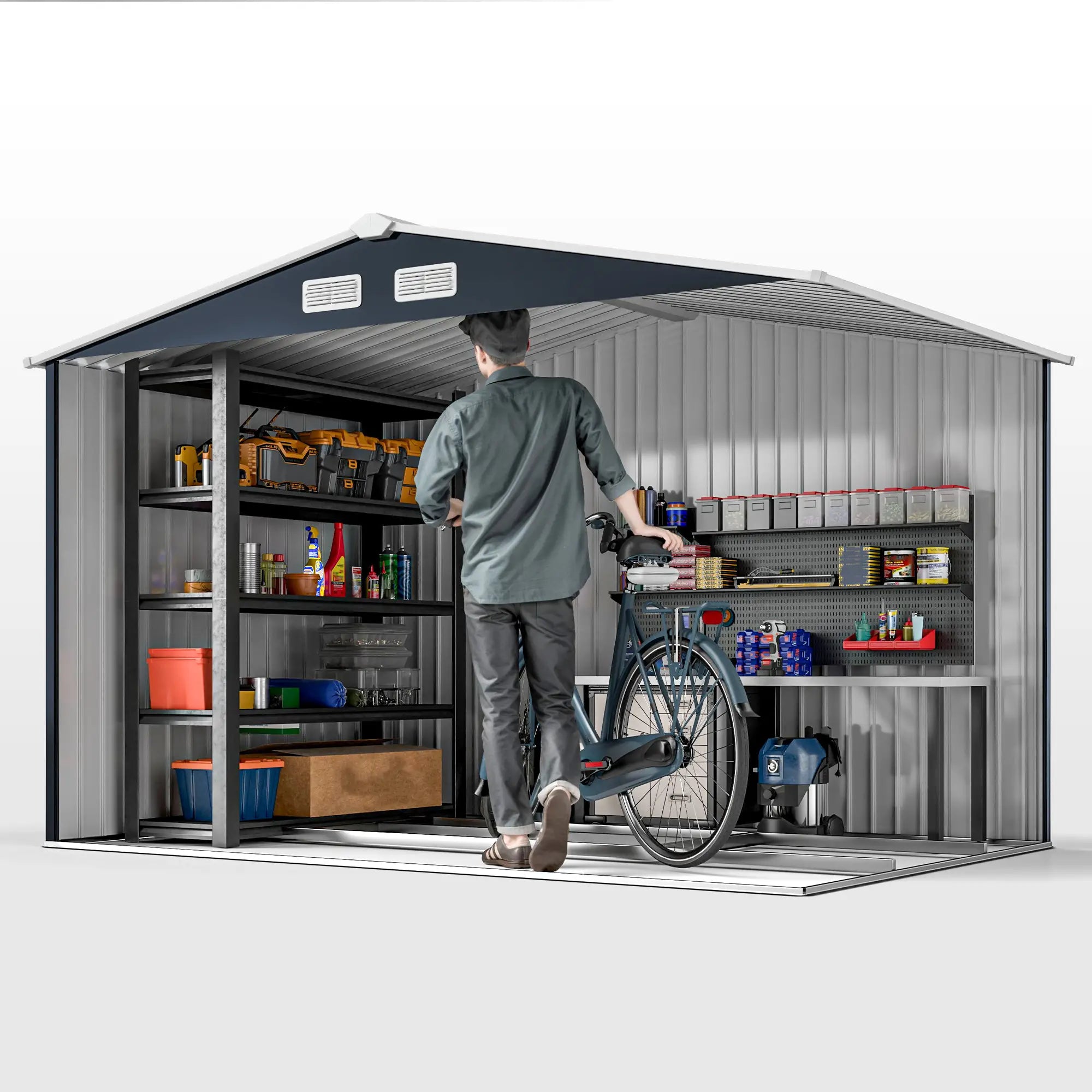 Dark Grey Metal Shed - 9ft x 6ft - With Ventilation